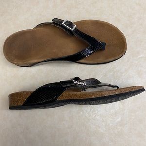 Vionic Black Sandals with Rhinestone Buckle